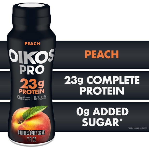Oikos Pro 23g Protein, Peach Cultured Dairy Drink Bottle, 7 fl oz