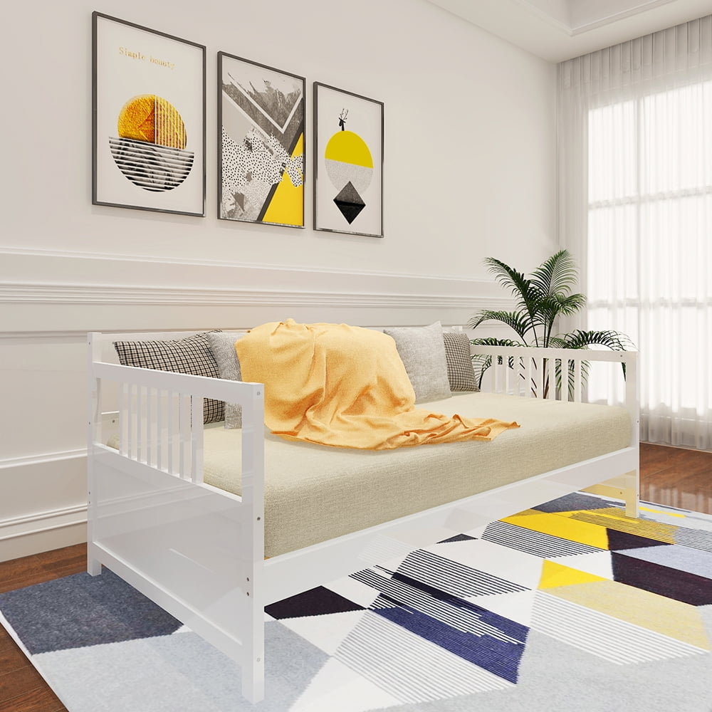 78" Modern Solid Wood Daybed, Multifunctional Day Bed Frame, Twin/White
