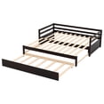 thumbnail image 6 of Extendable Daybed with Trundle, Twin over Double Twin Wooden Daybed Frame, Extending Sofa Bed for Living Room, Bedroom, Guest Room, Espresso, 6 of 7