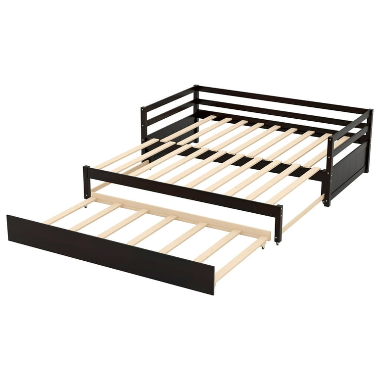 Journey espresso wood extendable twin sale daybed with trundle by cliocasa