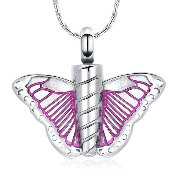 Retro-Style Butterfly Urn Pendant Cremation Jewelry for Ashes Holder Memory Necklace Memorial Jewelry