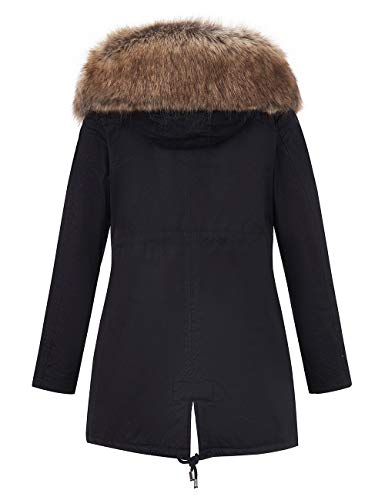 Giolshon Women's Twill Parka Jacket with Faux Fur Collar,Warm Winter Coat for Women Fall and Winter - image 3 of 6