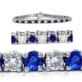 thumbnail image 1 of 14.00Ct Blue Sapphire & White Diamond Tennis Bracelet 14K White Gold, 1 of 1