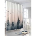 thumbnail image 3 of Fsddascl Rustic Foggy Forest Shower Curtain Set - 66" x 72" Washable Bathtub Curtain with 12 Hooks, Watercolor Trees Birds Landscape Waterproof Fabric Stall Shower Curtains for Bathroom/Bathtub, 3 of 6