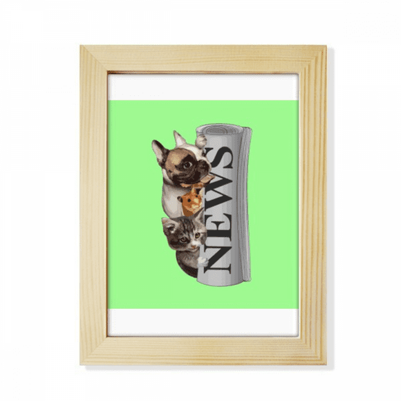 Roll Newspaper Pet Group Art Deco Fashion Desktop Adorn Photo Frame Display Art Painting Wooden