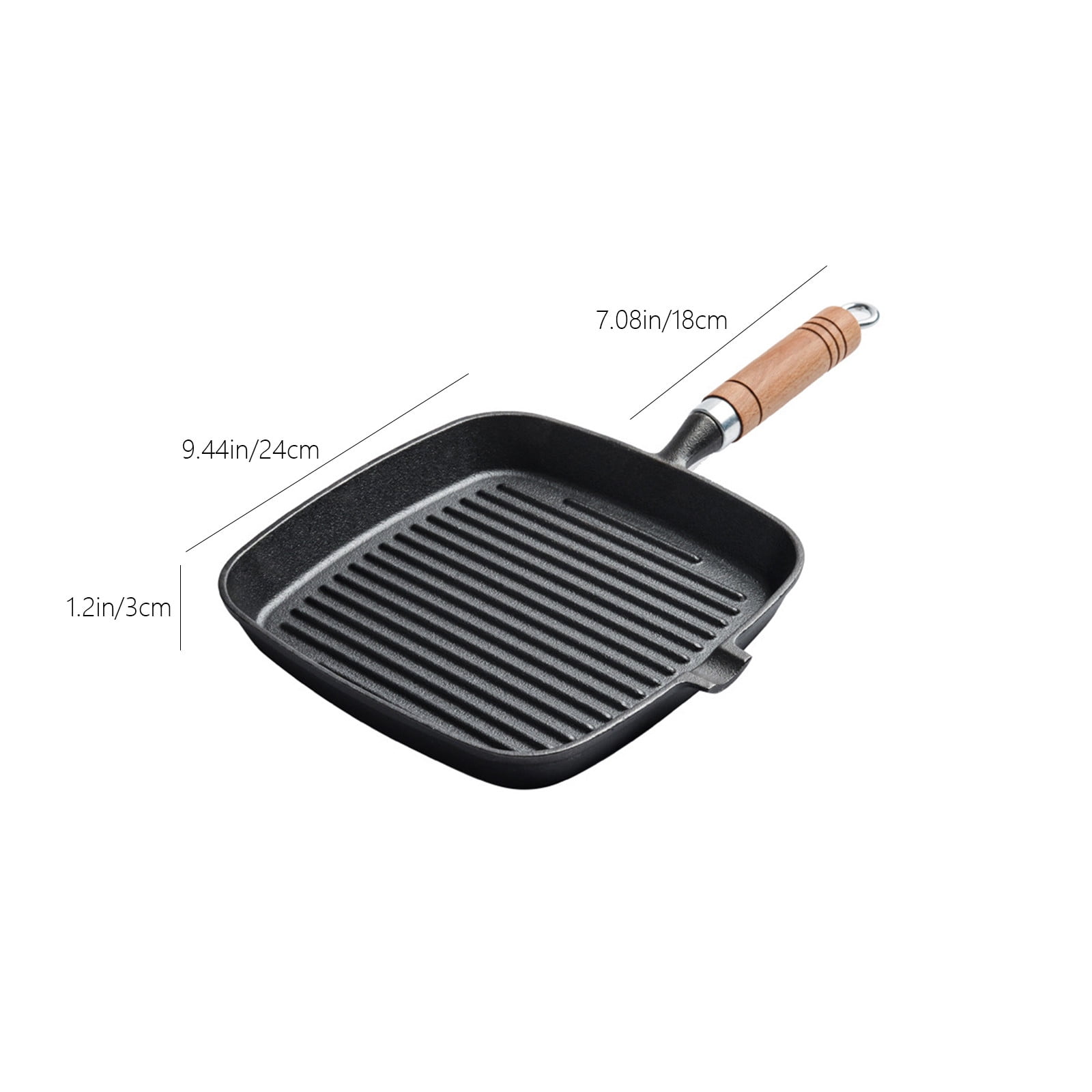Eolstice Premium Iron Steak Frying Pan, Coated Non-Stick Surface Household Cookware, Striped Design Grill Pan For Perfect Searing Cooking Stove Top Use