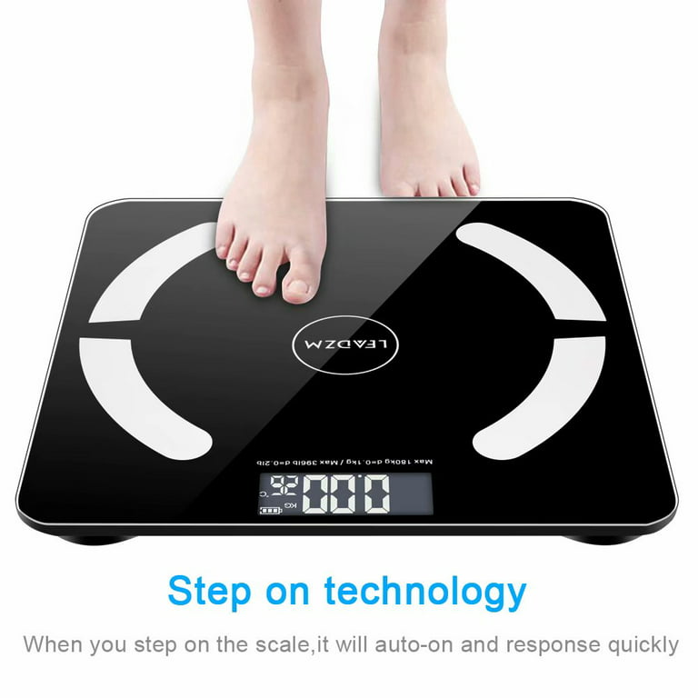 Bluetooth Body Fat Scale,Smart Scale Bathroom Digital Weight Scale with iOS  Android APP, Unlimited Users, Auto Recognition Body Composition Analyzer  Fat, BMI, BMR, Muscle Mass,Black 