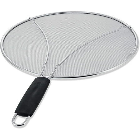 

Babyfond 13 Stainless Steel Fine Mesh Splatter Screen，Stop Hot Oil and Bacon Splash Cooking Guard for Skillet with Resting Feet & Black Comfort Grip Handle