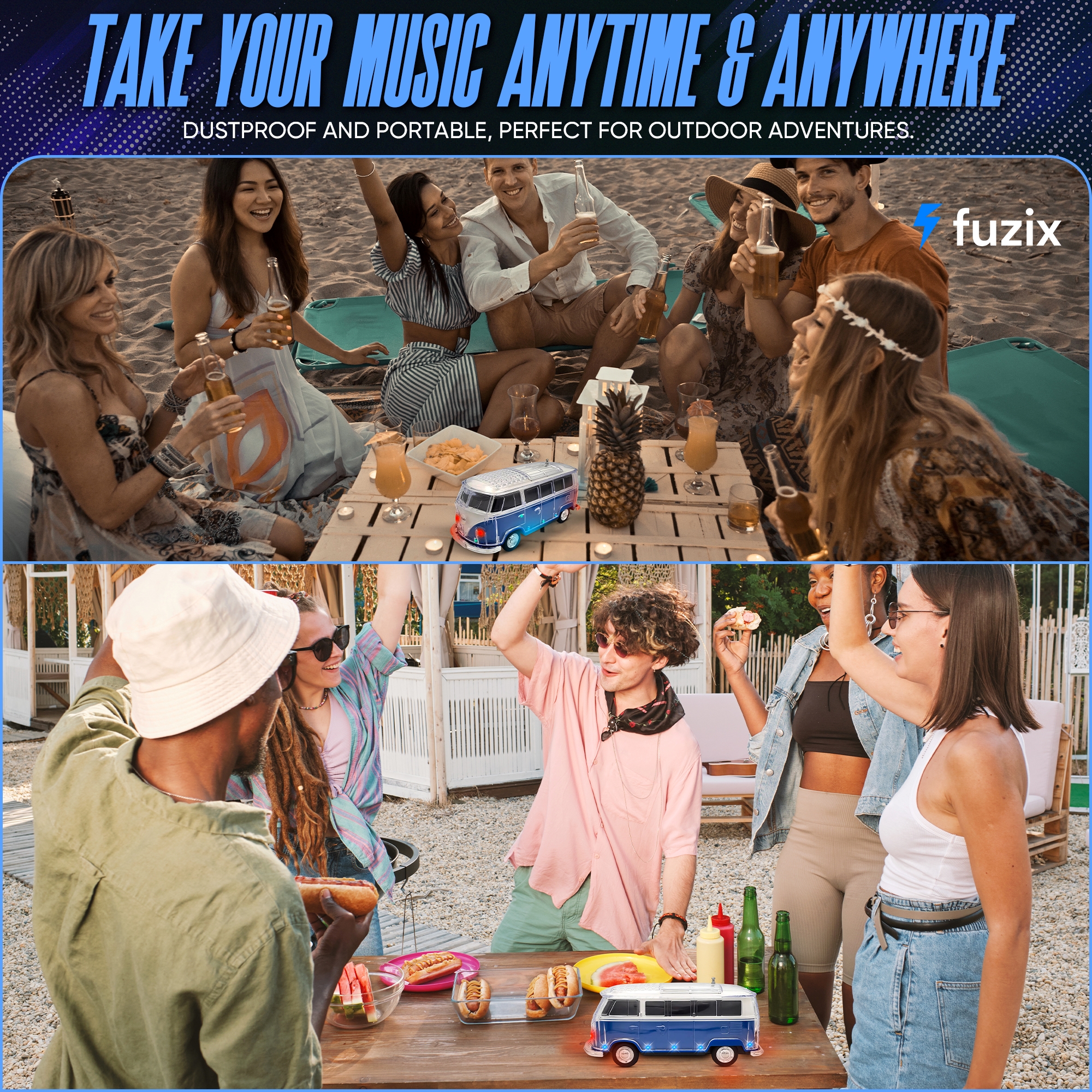Fuzix WS-267 Car Bluetooth Portable Speaker with LED AUX USB FM Rechargeable