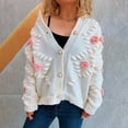 thumbnail image 2 of Kaondbfi Women's Cardigan, Embroidered Cardigan with Embroidered Detail 3D Flower Cardigan Flower Button Up Long Sleeve Cardigan Winter Coat for Women, 2 of 9