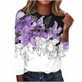 thumbnail image 7 of Plus Size T Shirts Womens Floral Printed Tops Crewneck Graphic Basic Tee Shirts Loose Fit Casual Tshirts (2XL, Purple), 7 of 7