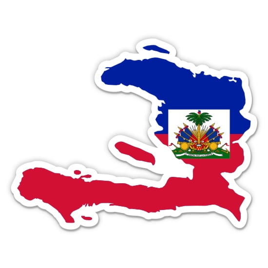 Haiti Flag Country Shape - 3" Vinyl Sticker - For Car Laptop Water Bottle Phone - Waterproof Decal