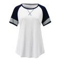 thumbnail image 4 of Vente Chaude! T-Shirts Basiques pour Femmes Uooqdmx, Chemise Rayée pour Femmes, Hauts à Blocs de Couleur pour Femmes, T-Shirt à Col Rond Ample et Décontracté, Chemises à Manches Courtes pour Femmes, Blanc m, 4 of 6