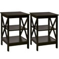 thumbnail image 1 of Gymax 2 Pcs Table de Chevet à 3 Niveaux Table d'Appoint Design en X Étagère de Rangement pour Salon Espresso, 1 of 10