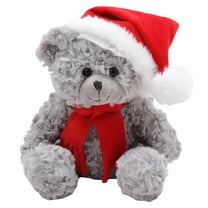 Made By Aliens Christmas Duffy Teddy Bear Stuffed Animal - Adorable Xmas Plush Toy with Hat and Scarf - Soft and Cuddly Winter Companion for Kids and Seniors - 10 inch (Gray)
