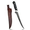 thumbnail image 2 of Hercules Knives Custom Hand Forged Damascus Steel Fillet Knife Fisherman's Filet G-10 Micarta Handlle Leather Sheath Fixed Blade Handmade Knife Ultra Sharp Edge, 2 of 7