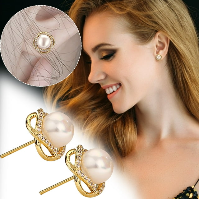 HomeKingdee Gold Color Plated Copper Rose Earrings with Natural Freshwater Pearl and S925 Silver-Plated Needle - Fashion Ear Studs for Women Girls Daily Wear Jewelry Gift