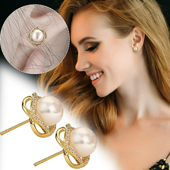 HomeKingdee Gold Color Plated Copper Rose Earrings with Natural Freshwater Pearl and S925 Silver-Plated Needle - Fashion Ear Studs for Women Girls Daily Wear Jewelry Gift