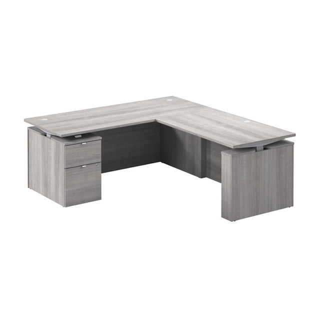Scranton & Co Engineered Wood 72W Standing L Desk with File Cabinet in Gray