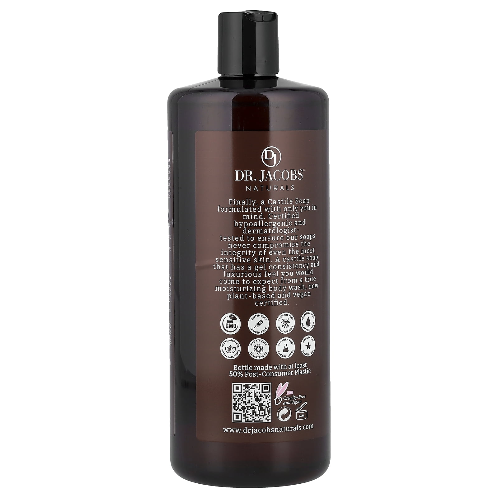 Dr. Jacobs Naturals Plant-Based Rich Castile Body Wash, Organic Shea Butter, 32 oz (946 ml)
