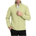 thumbnail image 2 of Fmbrln Men's Zip Up Softshell Jacket Stand Collar Casual Outerwear Long Sleeve Solid Color Coat with Pockets, 2 of 6