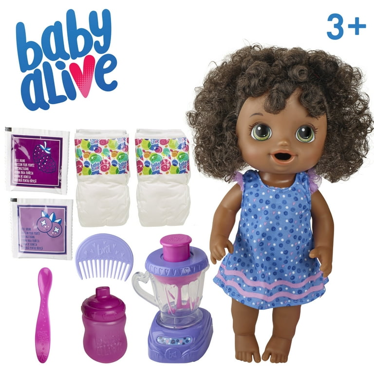 Baby Alive Magical Mixer Baby Doll Berry Shake Blender Accessories (Black Hair)