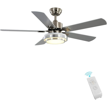 

XY Indoor Ceiling Fan Light Fixtures Remote LED 52 Brushed Nickel Ceiling Fans For Bedroom Living Room Dining Room Including Motor Remote Switch (52 5-Blades)