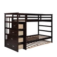 thumbnail image 5 of Twin Over Twin Bunk Bed with Trundle and Staircase, Solid Wood Bunk Bed Frame with 4 Storage Drawers and Guardrails, No Box Spring Needed, 5 of 7