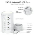 thumbnail image 5 of 12 Outlets Power Strip Tower with Night Light, Surge Protector with 5 USB(4U+2C) Ports 10 FT Extension Cord, White, 5 of 8