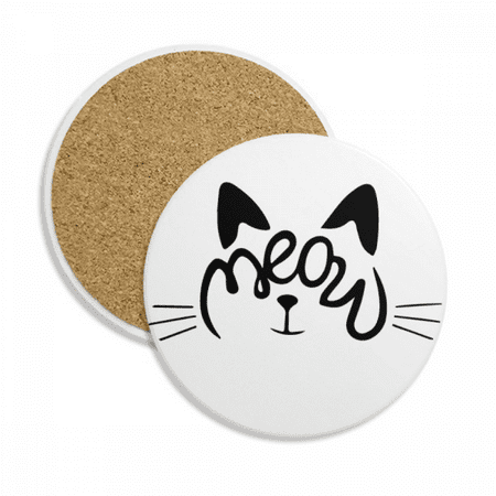 

Cat Mewing Quote DIY Design Coaster Cup Mug Tabletop Protection Absorbent Stone
