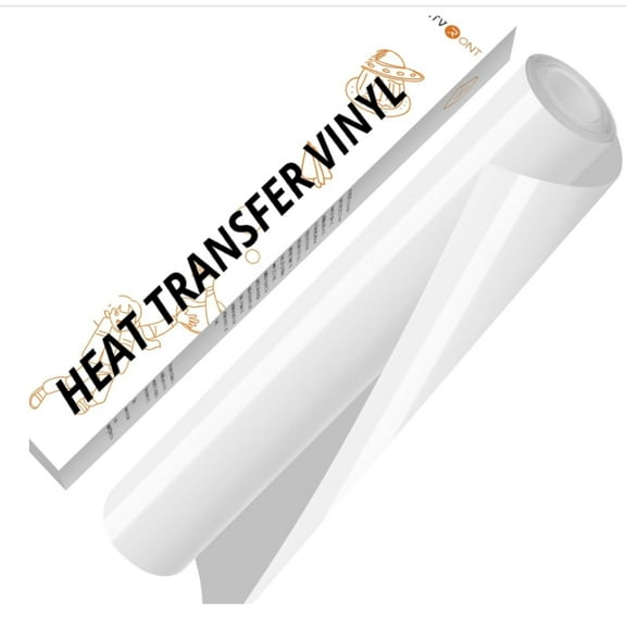HTVRONT Heat Transfer Vinyl Roll 12”x9ft-Easy to Cut & Weed for Heat Vinyl Design-White