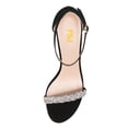 thumbnail image 3 of FSJ Women Classic Open Toe Sandals Decorative Mid Heel Ankle Strap Single Band Dress Shoes Size 7 Black Suede, 3 of 4