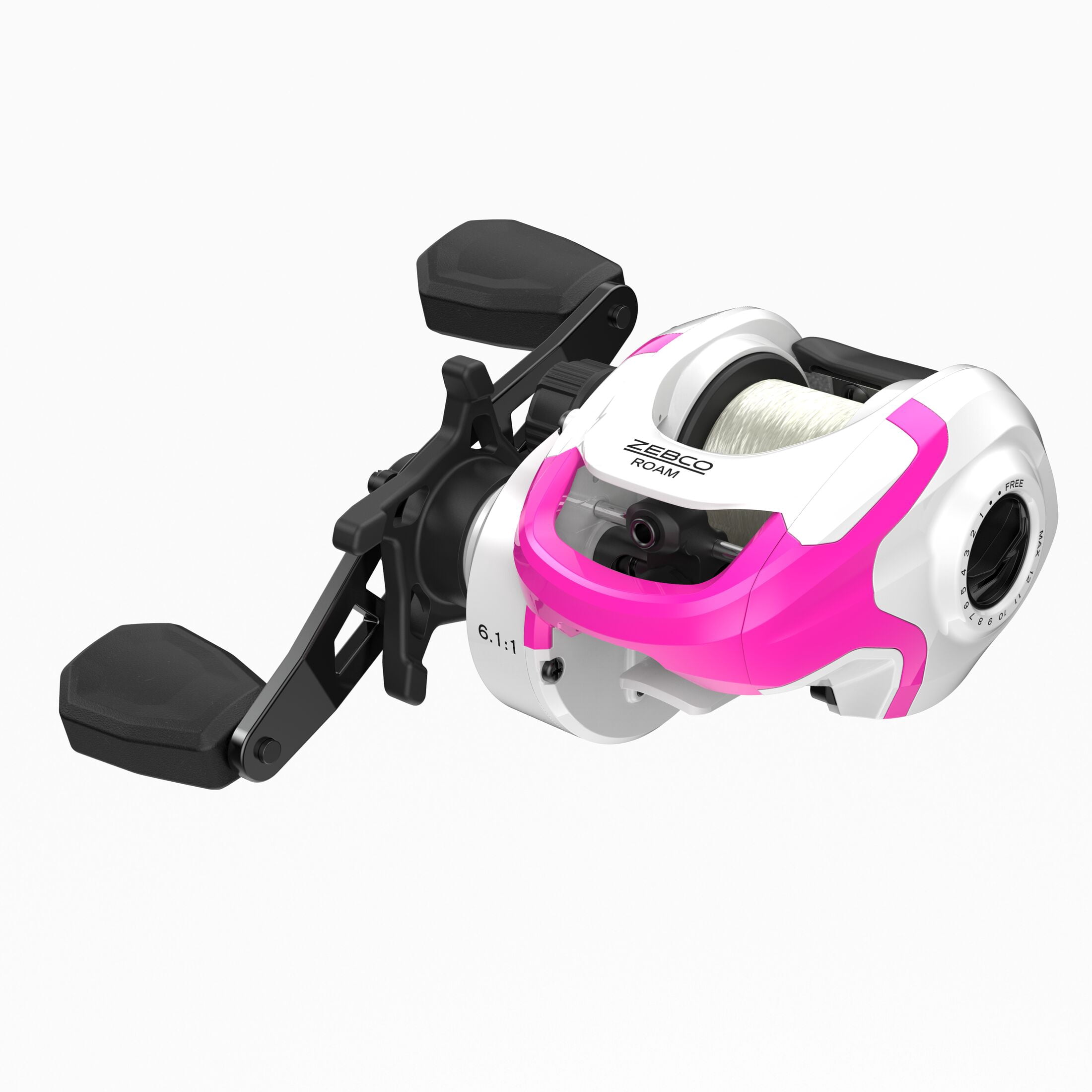 Zebco Roam Baitcast Reel and Fishing Rod Combo, 6-Foot 6-Inch Rod, Size 100 Reel, Right-Hand Retrieve, Pink