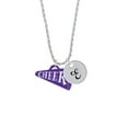 thumbnail image 2 of Delight Jewelry Acrylic 1.25" Purple Cheer Megaphone Silvertone Script Initial Disc - E - Charm Necklace, 20"+3", 2 of 4