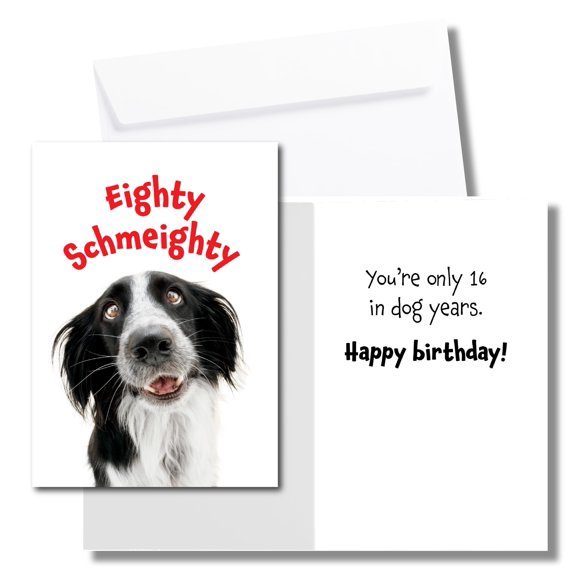 Tarjeta de cumpleaños Allynn's Eighty Schmeighty 80th Dog Lover