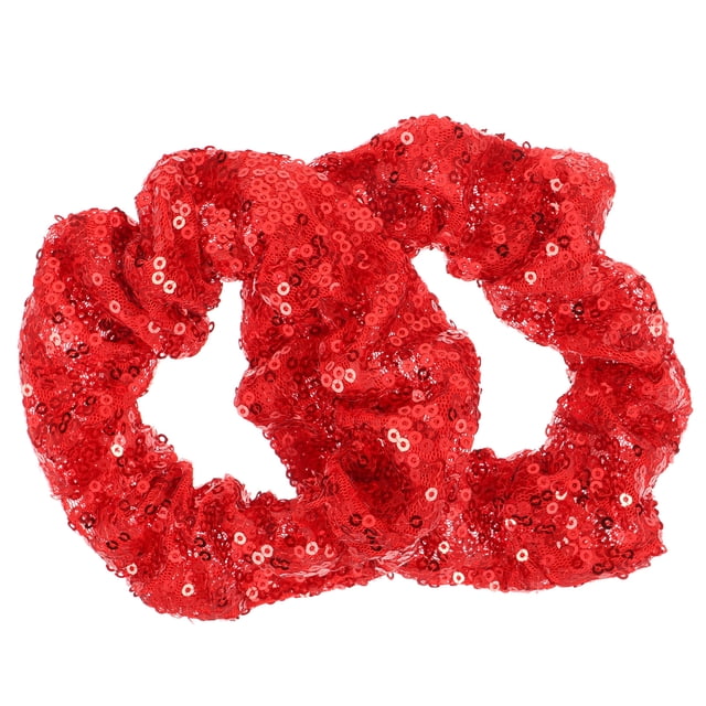 EeaseCA 2PCS Christmas Sequins Hair Rope Colored Fluorescent Elastic Washing Hair Band