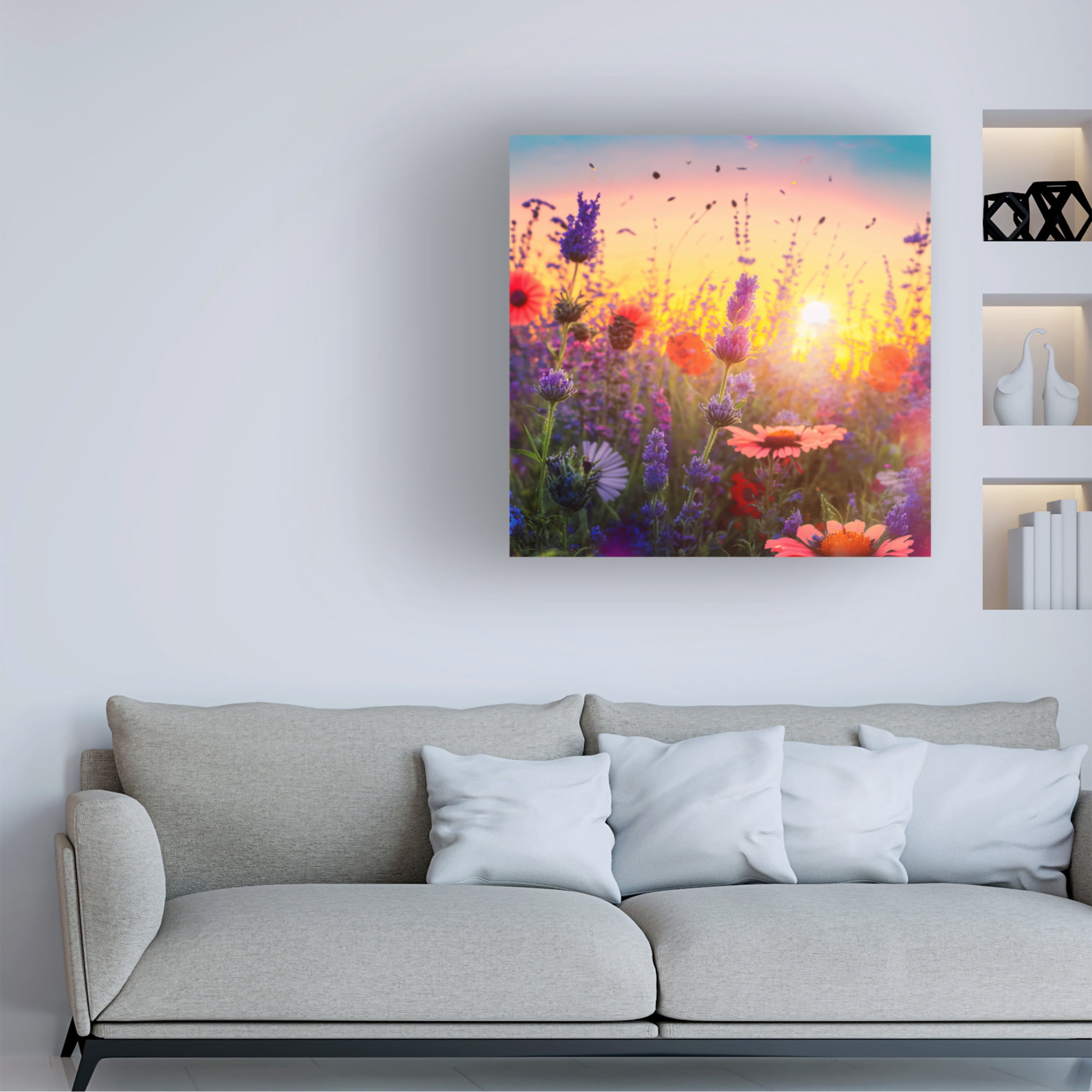 Canvas Wall Art - Ray Heere 'Flowering Fields 4' Wall Art for Living Room, Bedroom, or Office Décor by Trademark Fine Art - 24 x 24 Inches