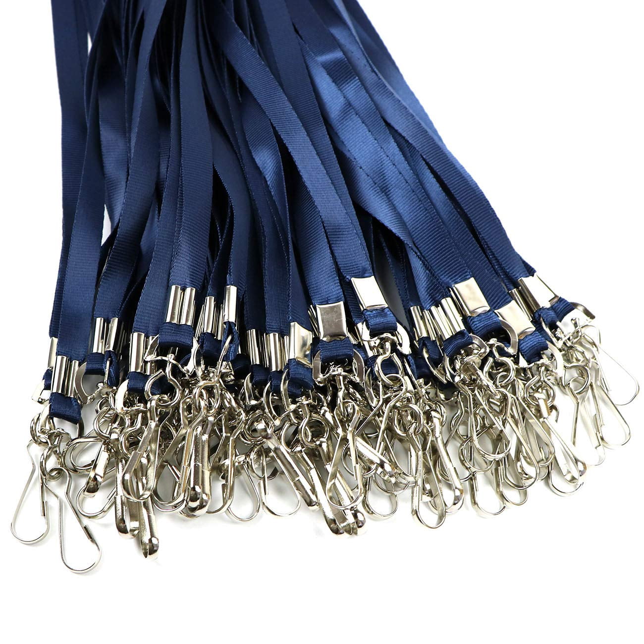 Navy Blue Lanyards 100 Lanyard For Id Badges Flat With Badge Clip J-hook (navy Blue)