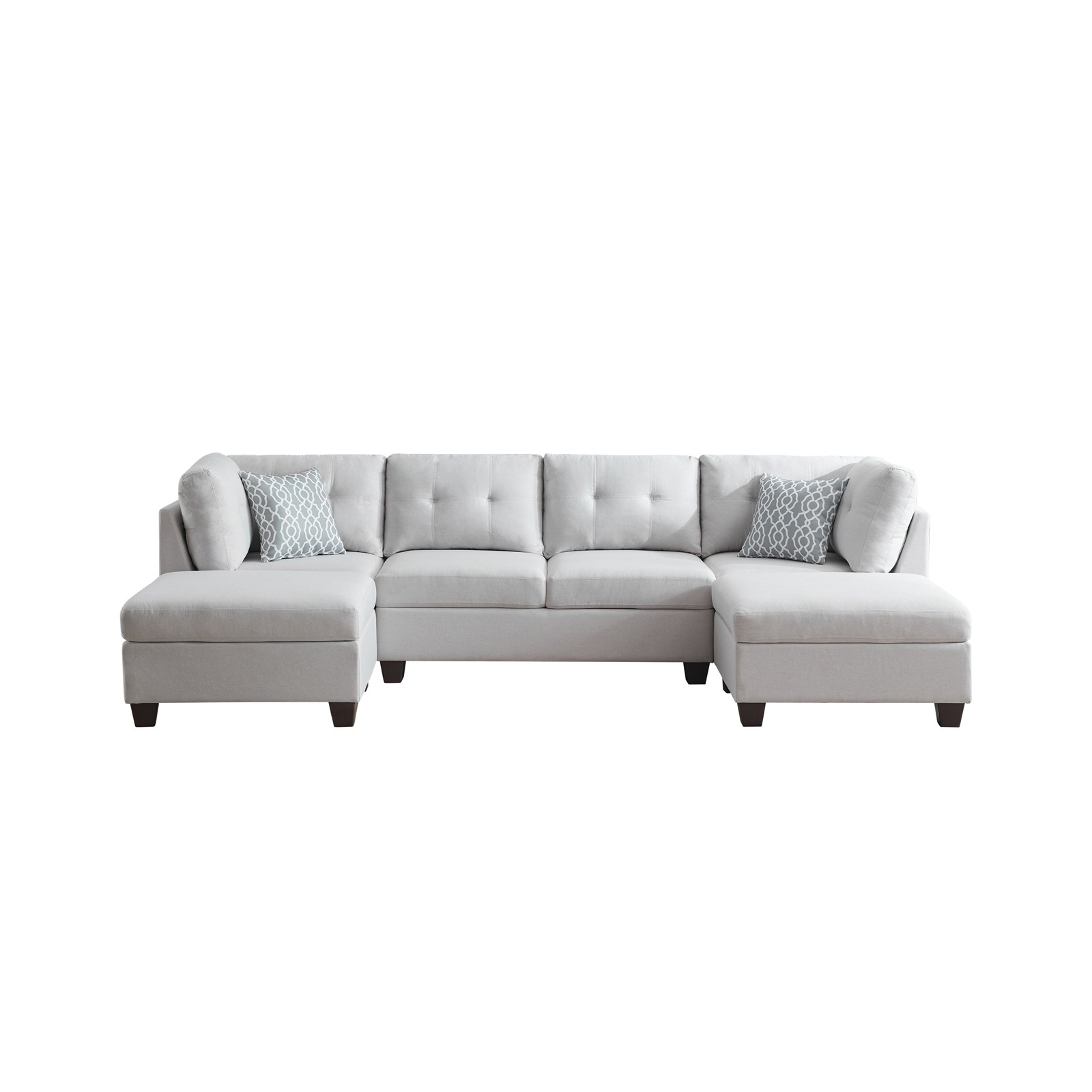 Hommoo U-Shaped Upholstered Modular Sectional Sofa, Double Chaise Corner Sofa Couch, Living Room Sofa Set for Home, Light Gray