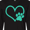 thumbnail image 4 of Inktastic Teal Heart With Paw Print Long Sleeve T-Shirt, 4 of 5