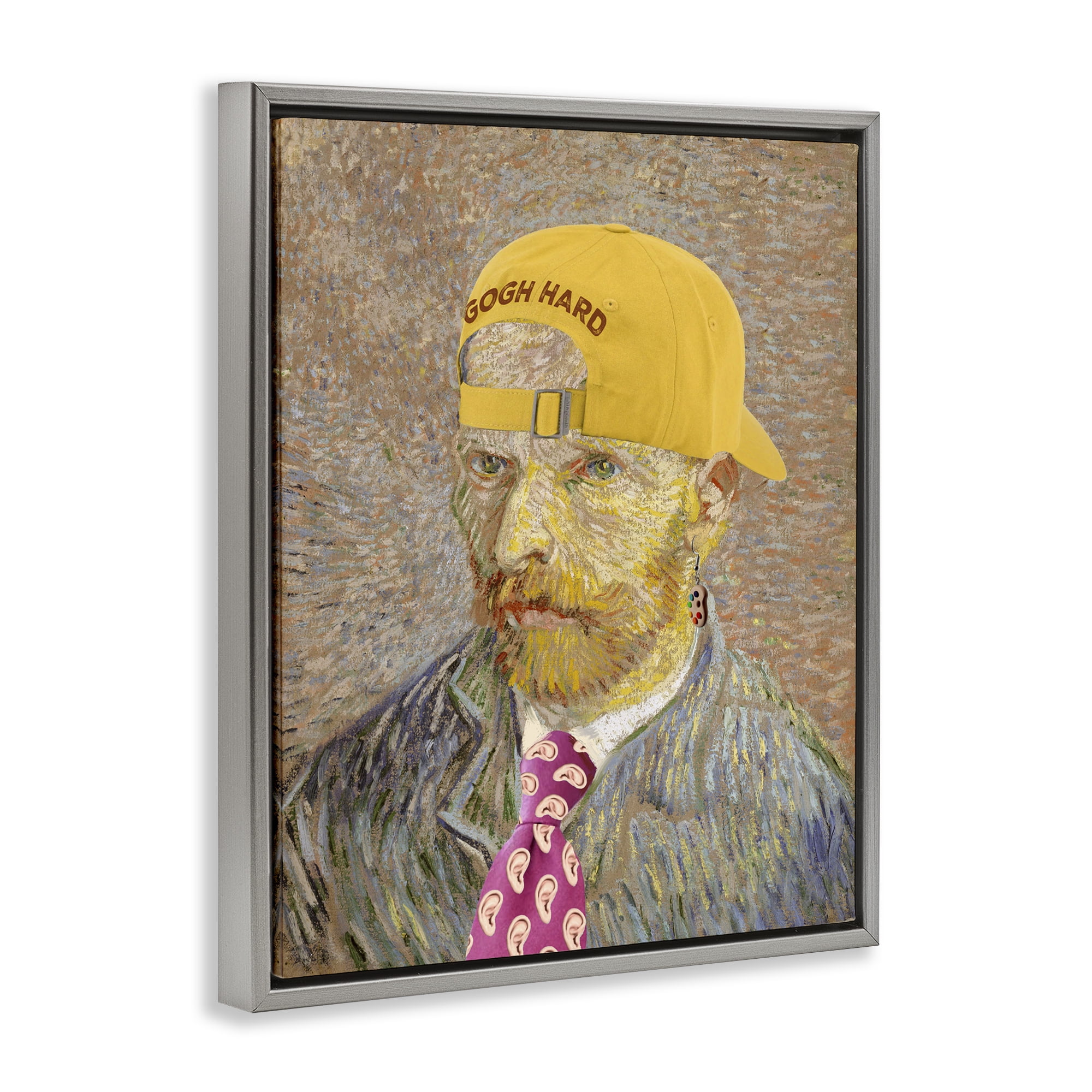 Van Gogh in Yellow hat Gray Framed Floater Canvas Wall Art, design by Masters Redux