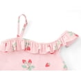 thumbnail image 3 of Serdomi Little Girls Pink Strawberry Print One-Piece Swimsuit Asymmetrical Ruffle Bathing Suit Size 8, 3 of 7