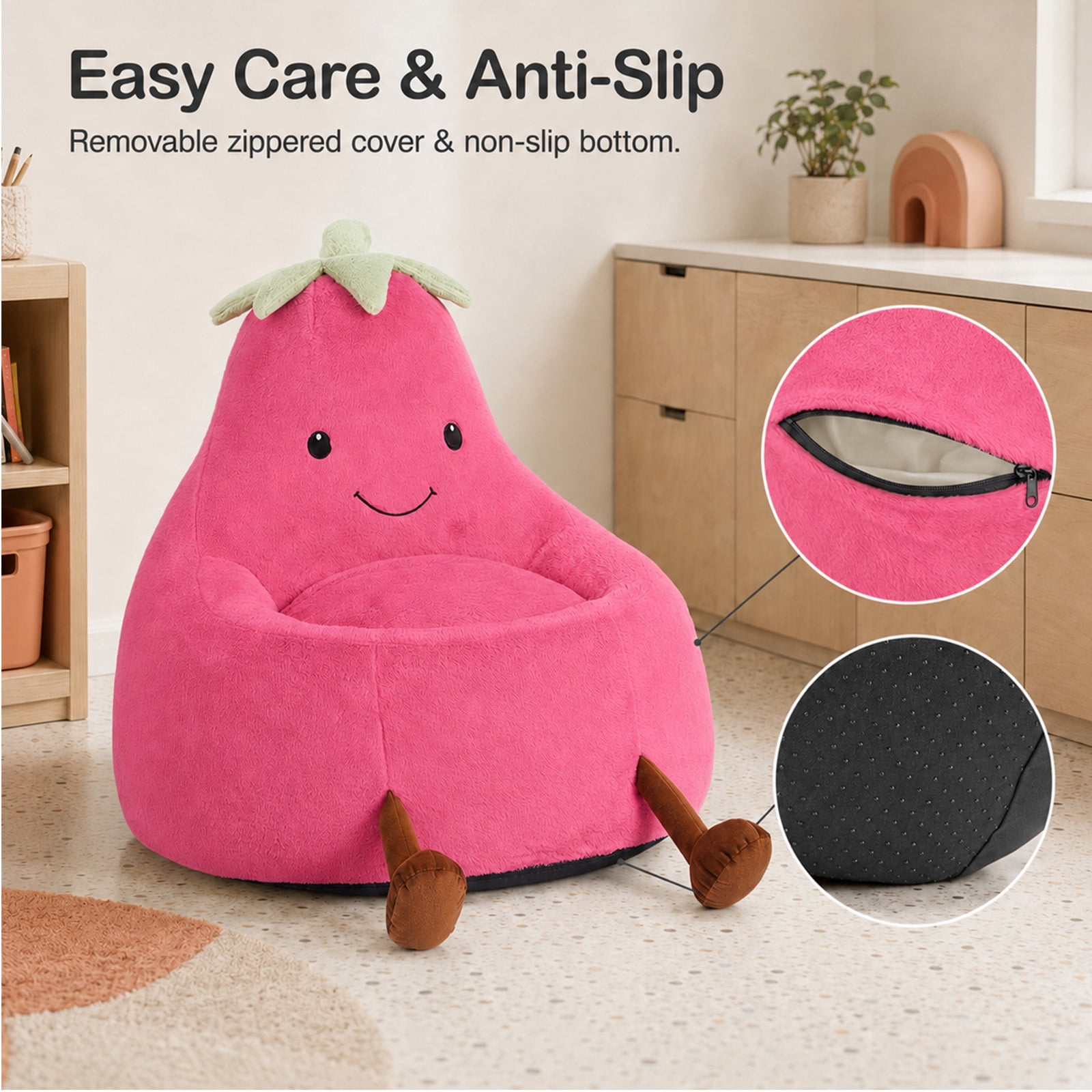 Alvantor Kids Bean Bag Chair, Stuffed Toddler Couch with Artificial Rabbit Fur Cover for Teens & Kids, Comfy Lazy Sofa Chair for Reader, Living Room, Bedroom