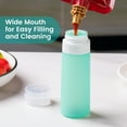 thumbnail image 4 of Micebay Condiment Squeeze Bottles for Sauces, 3-oz Mini Silicone Dressing Containers with Reusable Bag, Leakproof Sauce Bottle for Meal Prep, Travel, and Bento Boxes, 4 Pack, Mint, 4 of 8