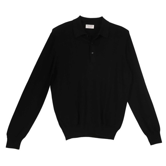 Gran Sasso Men's Black Tennis Polo Shirt - S