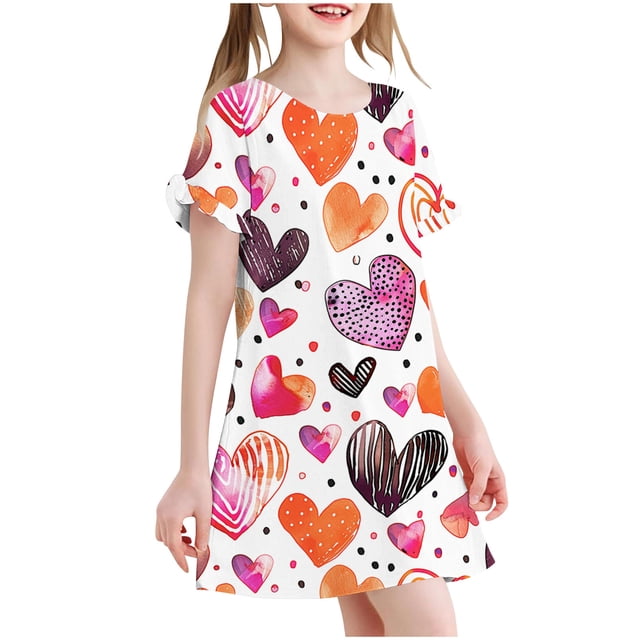 RXIRUCGD 2025 Vêtements d'Été pour Enfants 3-12 Ans Mode pour Enfants Pyjama Imprimé de Rêve Nuisette Mi-Mollet