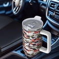 thumbnail image 4 of Camouflage 40oz Tumbler– Stainless Steel Insulated Tumbler with Handle and Straw, Large Capacity Travel Cup for Hot & Cold Drinks, 4 of 6