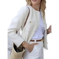 thumbnail image 5 of Long Sleeve Women's Tweed Jackets Business Button Down Casual Cropped Blazer with Pockets, 5 of 6