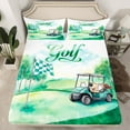 thumbnail image 2 of Manfei Sport Golf 4 Pieces Queen Sheet Sets for Teens Boys Girls,Green Car Ultra Soft Flat Sheet,Geometric Plaid Flag Queen Fitted Sheet,Microfiber Bedroom Decor, 2 of 7