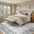 thumbnail image 2 of NewBuros Area Rugs 9'x12' Washable Non-Slip Boho Rugs, Soft Stain Resistant Low Pile Print Indoor Carpet for Living Room Bedroom Dining Room, Gray & Black, 2 of 8